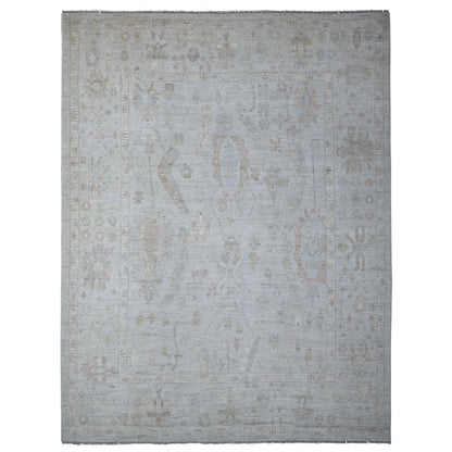 Oushak And Peshawar Wool Hand Knotted Rug Grey Gray 9.0X11.10 -O088991