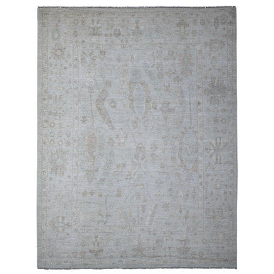 Oushak And Peshawar Wool Hand Knotted Rug Grey Gray 9.0X11.10 -O088991