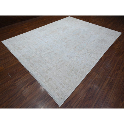 Oushak And Peshawar Wool Hand Knotted Rug Grey Gray 9.0X11.10 -O088991