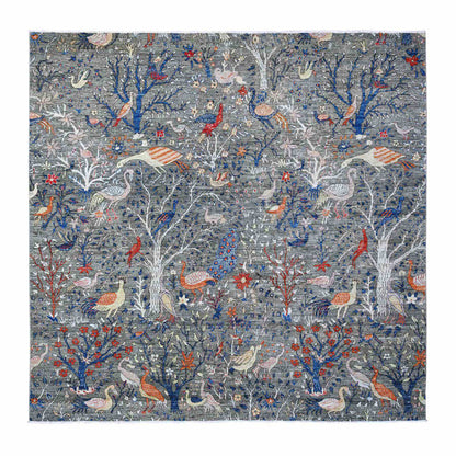 Oushak And Peshawar Wool Hand Knotted Rug Grey No Border 9.6X9.9 -O088992