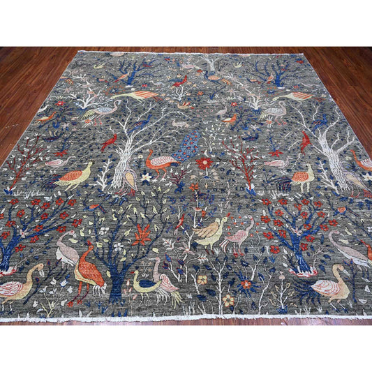 Oushak And Peshawar Wool Hand Knotted Rug Grey No Border 9.6X9.9 -O088992