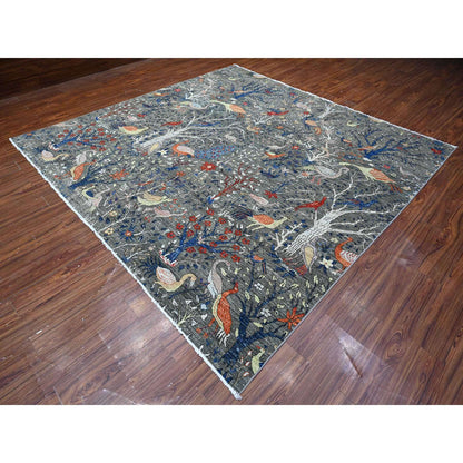 Oushak And Peshawar Wool Hand Knotted Rug Grey No Border 9.6X9.9 -O088992