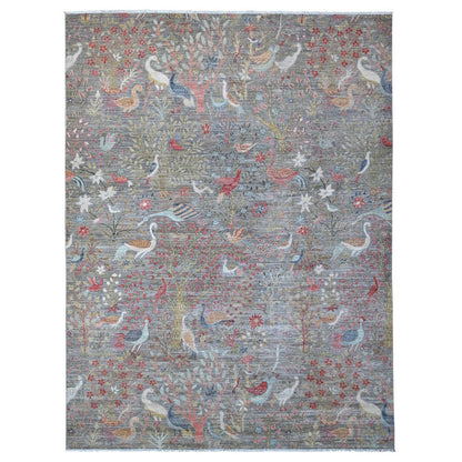 Oushak And Peshawar Wool Hand Knotted Rug Grey No Border 9.0X11.11 -O088993
