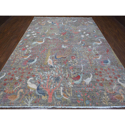 Oushak And Peshawar Wool Hand Knotted Rug Grey No Border 9.0X11.11 -O088993