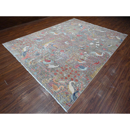 Oushak And Peshawar Wool Hand Knotted Rug Grey No Border 9.0X11.11 -O088993