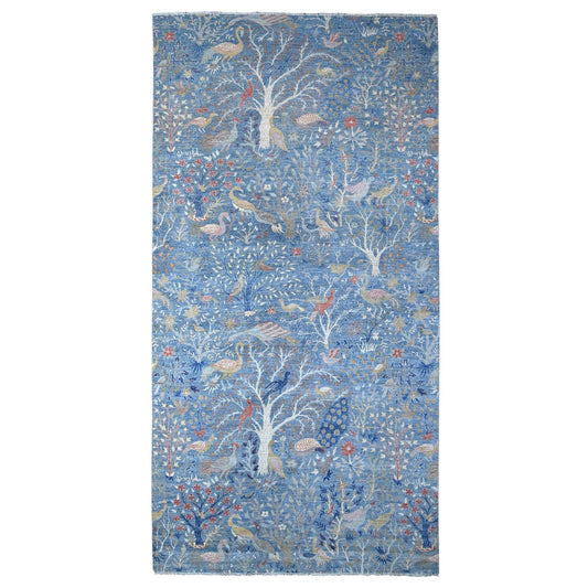 Oushak And Peshawar Wool Hand Knotted Rug Blue No Border 8.1X16.2 -O088994