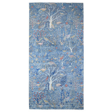 Oushak And Peshawar Wool Hand Knotted Rug Blue No Border 8.1X16.2 -O088994