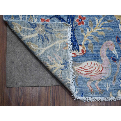Oushak And Peshawar Wool Hand Knotted Rug Blue No Border 8.1X16.2 -O088994