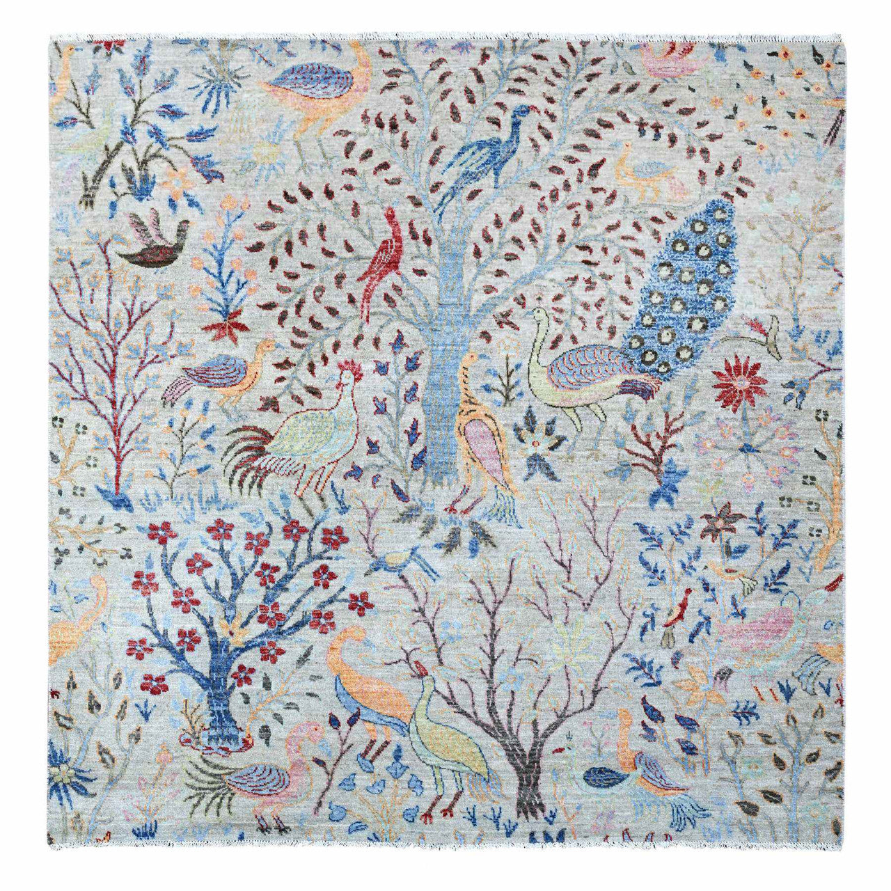 Gray 6'0" x 6'1" Oushak And Peshawar Hand knotted Wool Rug - Sku: O088995
