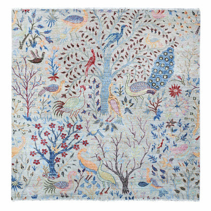 Oushak And Peshawar Wool Hand Knotted Rug Grey No Border 6.0X6.1 -O088995