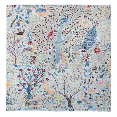 Oushak And Peshawar Wool Hand Knotted Rug Grey No Border 6.0X6.1 -O088995