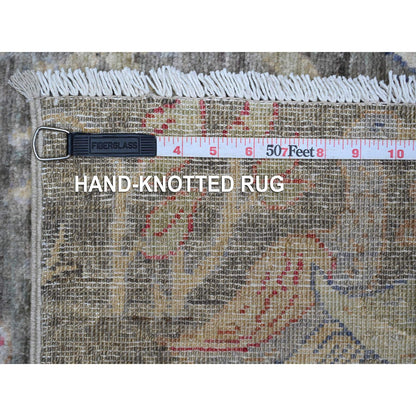 Oushak And Peshawar Wool Hand Knotted Rug Grey No Border 3.11X9.8 -O088996