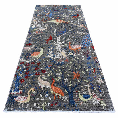 Oushak And Peshawar Wool Hand Knotted Rug Grey No Border 4.2X9.5 -O088997