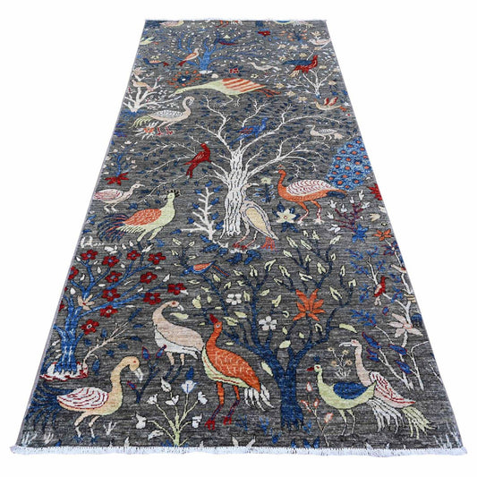 Oushak And Peshawar Wool Hand Knotted Rug Grey No Border 4.2X9.5 -O088997