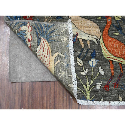 Oushak And Peshawar Wool Hand Knotted Rug Grey No Border 4.2X9.5 -O088997