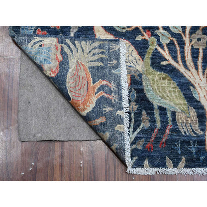 Oushak And Peshawar Wool Hand Knotted Rug Blue No Border 4.0X15.1 -O088998