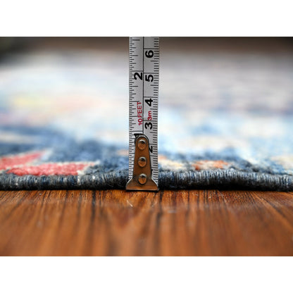 Oushak And Peshawar Wool Hand Knotted Rug Blue No Border 4.0X15.1 -O088998