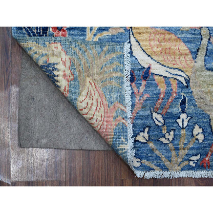 Oushak And Peshawar Wool Hand Knotted Rug Blue No Border 3.10X5.9 -O088999