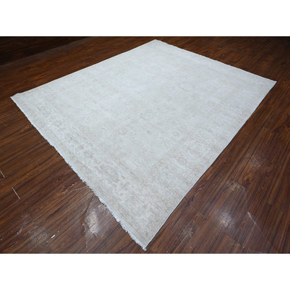 Oushak And Peshawar Wool Hand Knotted Rug Grey Ivory 8.1X9.9 -O089003
