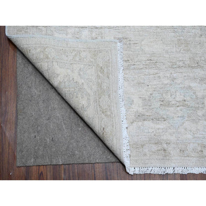 Oushak And Peshawar Wool Hand Knotted Rug Grey Ivory 8.1X9.9 -O089003