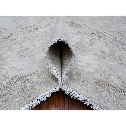 Oushak And Peshawar Wool Hand Knotted Rug Grey Ivory 8.1X9.9 -O089003