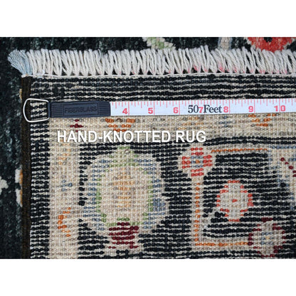 Oushak And Peshawar Wool Hand Knotted Rug Black Black 2.10X11.11 -O089008