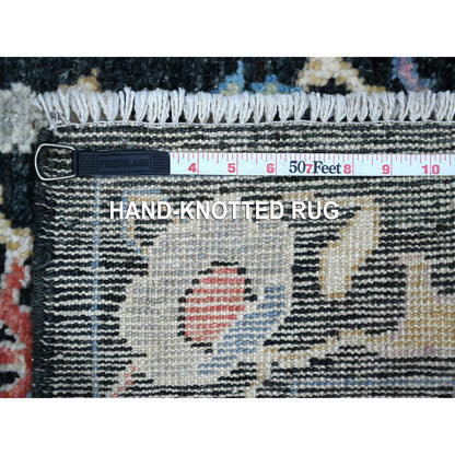Oushak And Peshawar Wool Hand Knotted Rug Black Black 3.2X11.5 -O089011