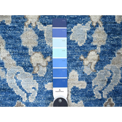 Oushak And Peshawar Wool Hand Knotted Rug Blue Blue 2.10X11.9 -O089012