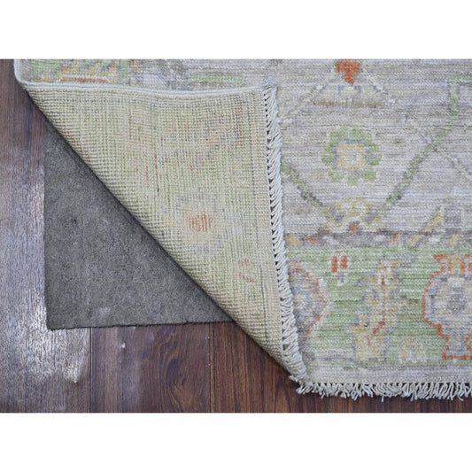Oushak And Peshawar Wool Hand Knotted Rug Grey Green 2.10X4.10 -O089014