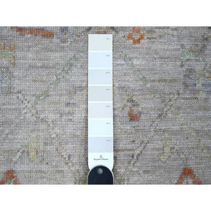 Oushak And Peshawar Wool Hand Knotted Rug Grey Green 2.10X4.10 -O089014