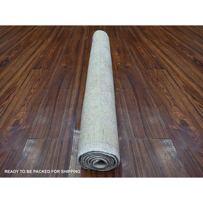 Oushak And Peshawar Wool Hand Knotted Rug Grey Green 2.10X4.10 -O089014