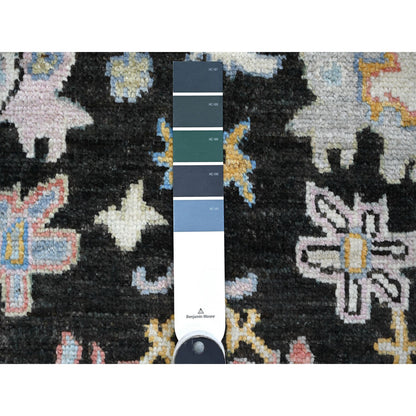 Oushak And Peshawar Wool Hand Knotted Rug Black Black 3.1X11.6 -O089017
