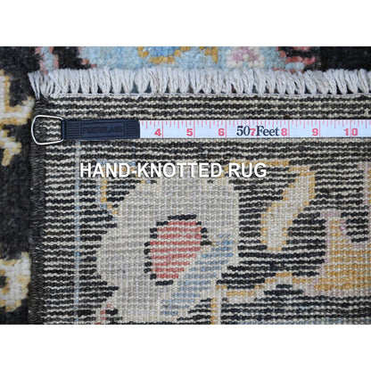 Oushak And Peshawar Wool Hand Knotted Rug Black Black 3.1X11.6 -O089017