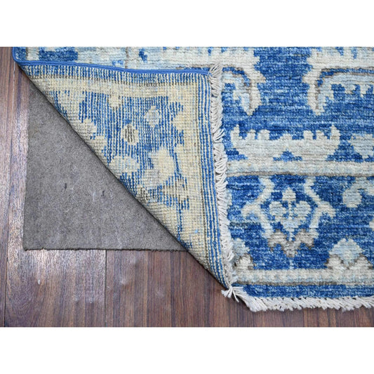 Oushak And Peshawar Wool Hand Knotted Rug Blue Blue 2.10X11.9 -O089020