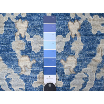 Oushak And Peshawar Wool Hand Knotted Rug Blue Blue 2.10X11.9 -O089020