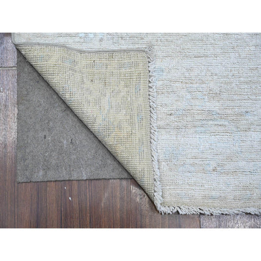 Oushak And Peshawar Wool Hand Knotted Rug Grey Gray 2.9X12.1 -O089021