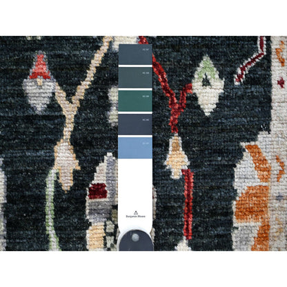 Oushak And Peshawar Wool Hand Knotted Rug Black Black 2.8X12.5 -O089024