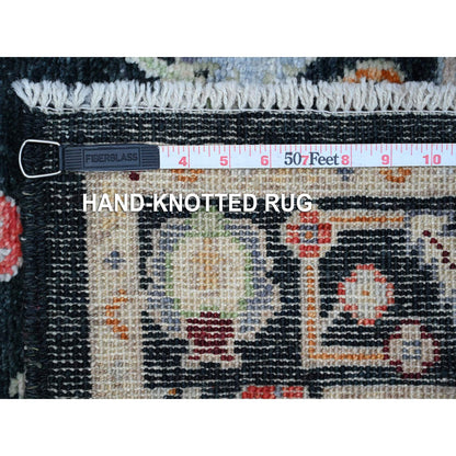 Oushak And Peshawar Wool Hand Knotted Rug Black Black 2.8X12.5 -O089024