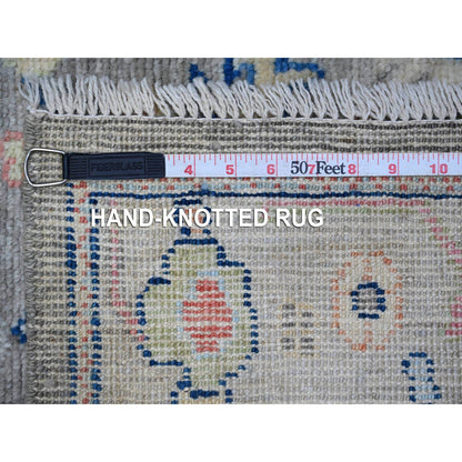 Oushak And Peshawar Wool Hand Knotted Rug Grey Silver Gray 2.8X11.9 -O089025