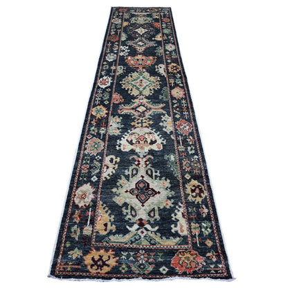 Oushak And Peshawar Wool Hand Knotted Rug Black Black 2.10X11.9 -O089027