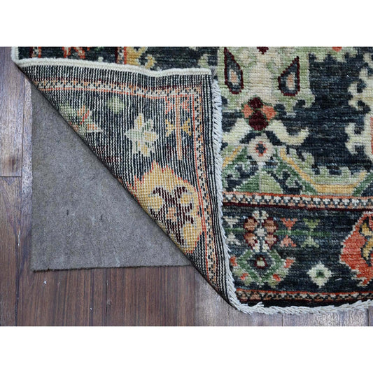 Oushak And Peshawar Wool Hand Knotted Rug Black Black 2.10X11.9 -O089027