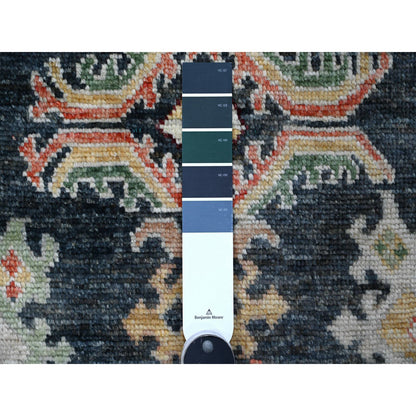 Oushak And Peshawar Wool Hand Knotted Rug Black Black 2.10X11.9 -O089027
