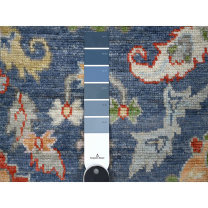 Oushak And Peshawar Wool Hand Knotted Rug Blue 4.1x11.9 -O089029