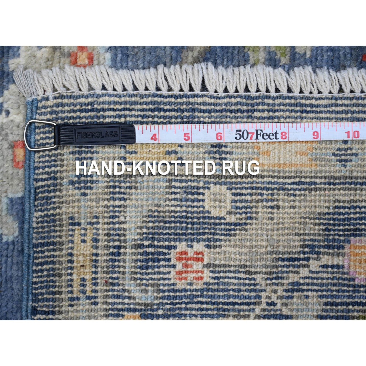 Blue 4'1" x 11'9" Oushak And Peshawar Hand knotted Wool Rug - Sku: O089029