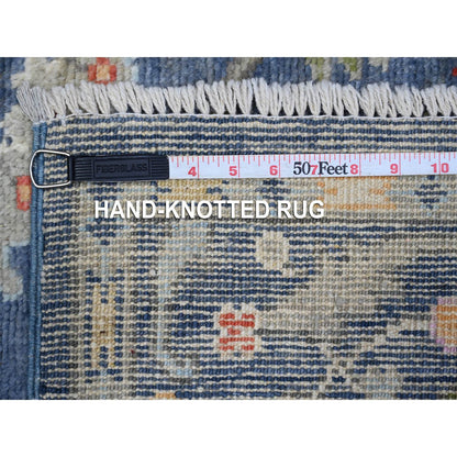 Oushak And Peshawar Wool Hand Knotted Rug Blue 4.1x11.9 -O089029