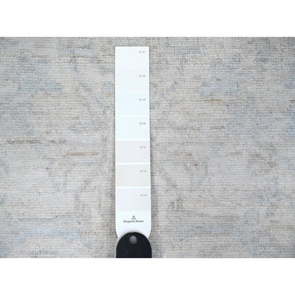 Oushak And Peshawar Wool Hand Knotted Rug Ivory Blue 2.8X11.1 -O089031