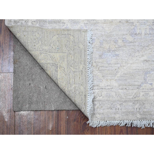 Oushak And Peshawar Wool Hand Knotted Rug Grey Gray 2.6X9.10 -O089034