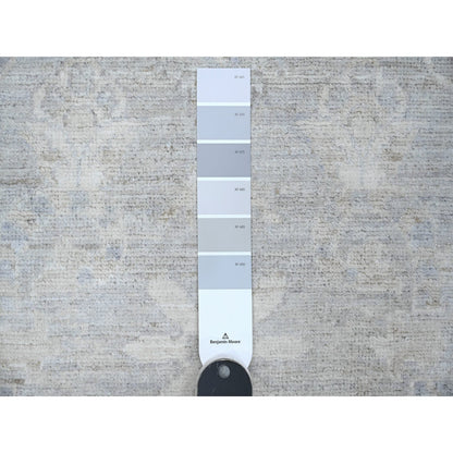 Oushak And Peshawar Wool Hand Knotted Rug Grey Gray 2.6X9.10 -O089034