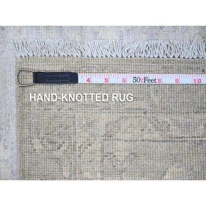 Oushak And Peshawar Wool Hand Knotted Rug Grey Gray 2.6X9.10 -O089034