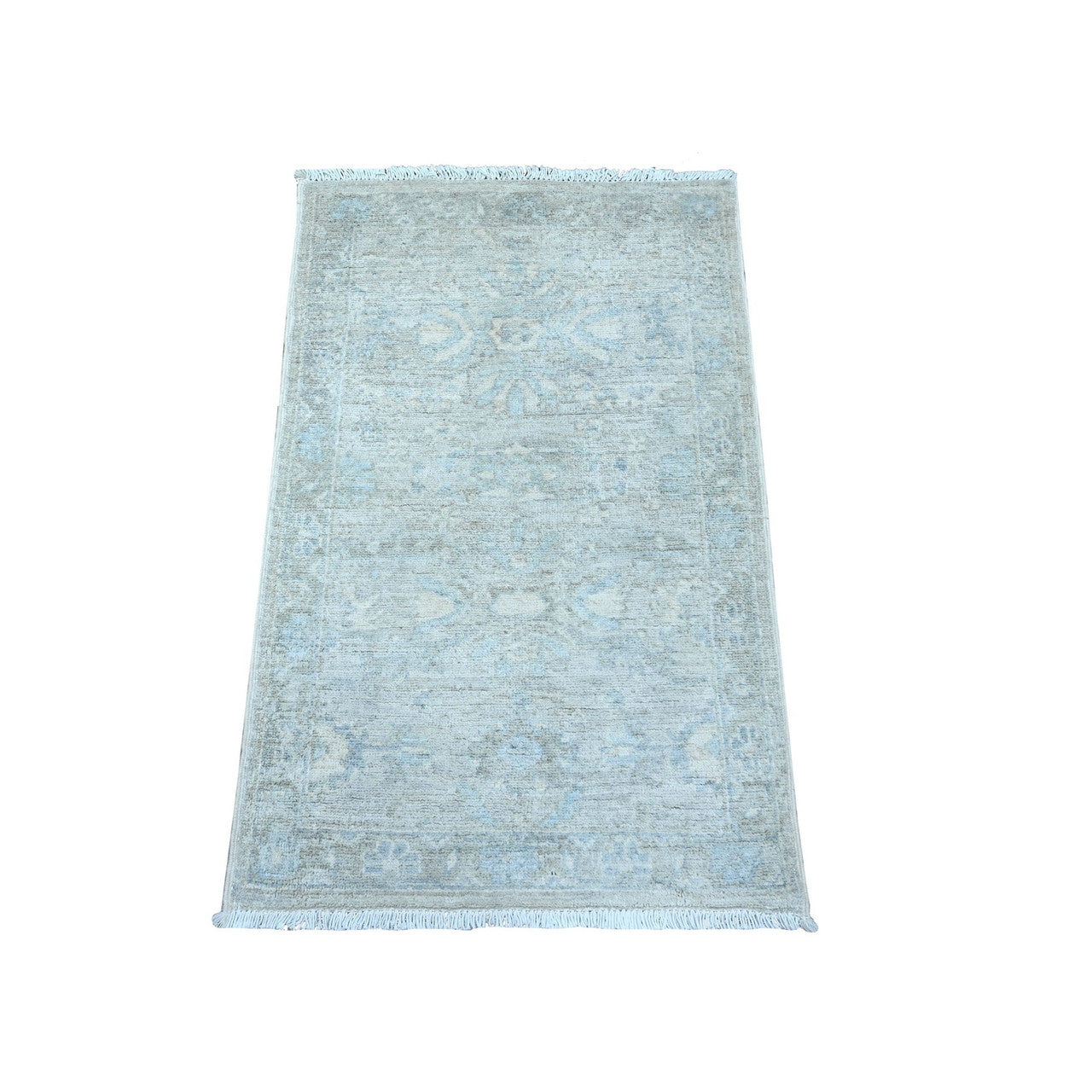 Gray 1'9" x 3'0" Oushak And Peshawar Hand knotted Wool Rug - Sku: O089037